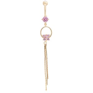 Charmant 18K Geel Vergulde Zirkoon Crystal Butterfly Kwastels Belly Button Ring voor Vrouwen Sexy Belly Percing Ring