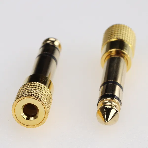 Conector chapado en oro 6,35mm macho a 3,5mm hembra adaptador de Audio auriculares Jack amplificador micrófono convertidor