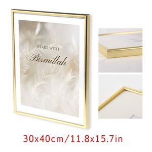 Gouden PO-frame 30x40cm zonder mat of 20x28cm met mat metalen afbeelding Poster muur opknoping frame voor interieur woondecoratie 210611