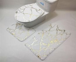 Tapis imprimés dorés pour chambre à coucher, lavage mécanique, imprimé géométrique, pour la maison, le salon, la salle de bain et les toilettes, ensemble 2203151154913