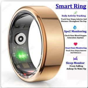 Gouden R02 Smart Ring Multifunctionele stap Health Tracker Hartslag Hartslag Bloem Zuurstofmonitor Waterdichte slaapfitness 240415