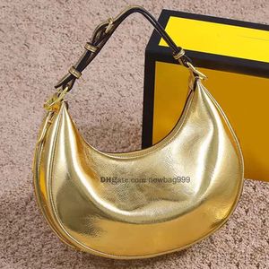 Goud Real Lederen Halve Maan Schoudertas Luxe Designer Crossbody Tassen Nano Echt Koeienhuid Handtassen Portefeuilles Portemonnee Bottom Metal Letter 2022 Nieuwste