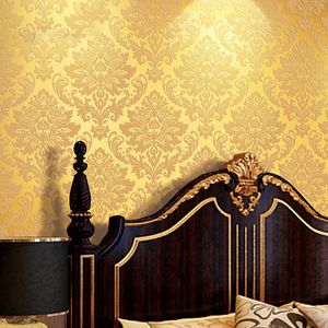 Goud rood geweven luxe klassieke 3D-damast behang slaapkamer woonkamer home decor waterdichte vinyl pvc muur papier roll