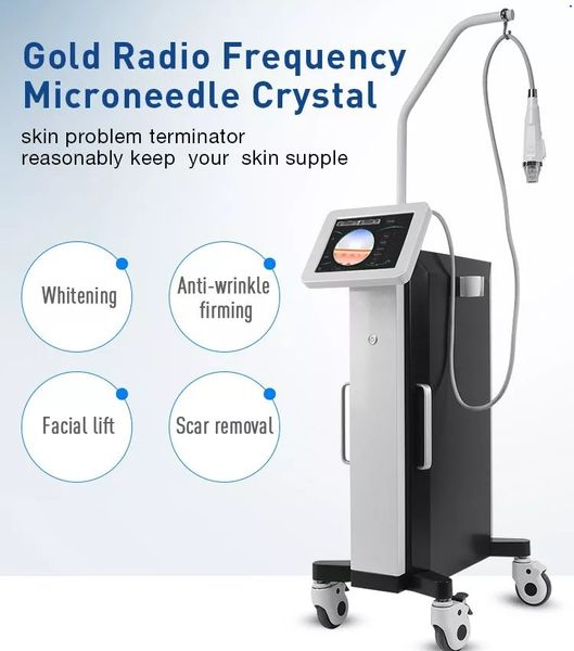 Gold RF Microneedle Nanoneedle Crystal Skin Tightening eliminación de arrugas faciales Tratamiento del acné Eliminación de cicatrices estrías Radiofrecuencia micro máquina eléctrica