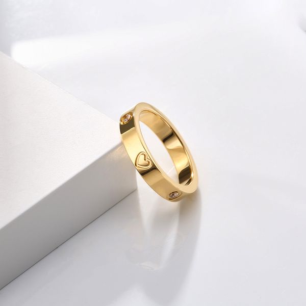 Anillo de oro Compromiso Boda Esterlina 2022 Diseñador Anillos extravagantes de calidad superior para mujeres Corazón Amor Joyería Cásate Diamante Acero plateado 6/7/8