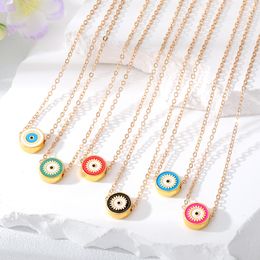 Gouden Ronde Legering Wimper Turkse Boze Oog Hanger Kettingen voor Vrouwen Emaille Lucky Eye Ketting Partij Sieraden