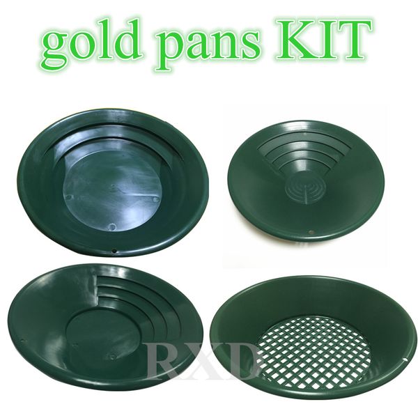 Freeshipping Gold Rush Sifting Classifier Screen Pan kit détecteur de métaux souterrain Kit d'outils de support Complete Gold Panning
