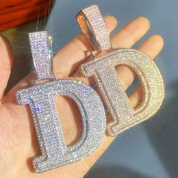 Gold S Sterling Sier VVS Moissanite Diamond Initiële letter Pendant Custom Iced Out Hanging Hip Hop Jewelry