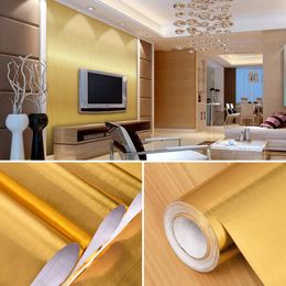 Gouden zelfklevend behang metaal look keukenolie waterdicht contactpapier peeling en stok diy decor plank voering sticker 1-10m