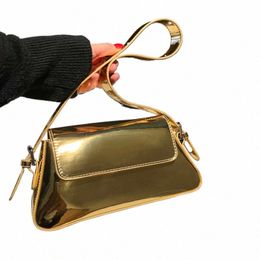 Bolsas de mujeres brillantes doradas de alta calidad Bagute Bagute Bagute Bags Bolsos de cuero para mujeres Sier Pink Ladys Bolso de hombro M6V0#