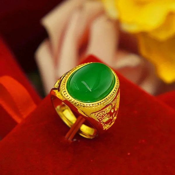 Gold Shop avec 999 Real Gold Ring Set Agate Brave Lucky Gold Ring Ajustement Ajustement 240422