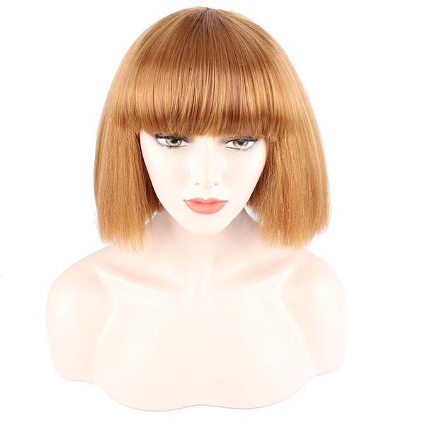 Or court rythme dame sexy sexy naturel moelleuse play wig synthétique bob cheveux courts idéal pour le quotidien de travail cosplay