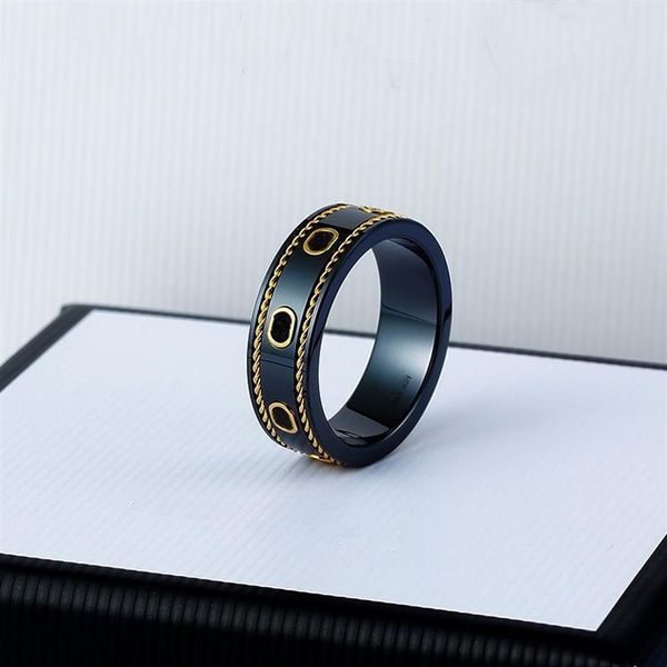 Anillo clásico de acero de titanio Gold Sier para hombres y mujeres, patrón de tornillo, letra C, signo de inicio, diamante, diseñador de moda, regalo de boda An231i