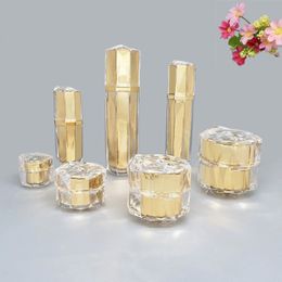 Goud Zilver 15G 30G 50G Acrylcrème Jar Lege Cosmetische Fles 30 ml 50ml 100ml Lotion Pump Fles F1995