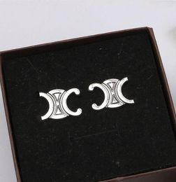 Or Argent 2color Simple Plaqué Or 18K Marque De Luxe Designers Lettres Stud 925 Argent Géométrique Femmes Cercle Cristal Strass Perle Boucle D'oreille Jewerlry