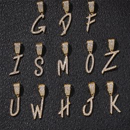 Gold Silver A-Z Letters Pendants Colliers WHOSSE CHARMIER MICRO-LETTRE INICILLE POUR HOMMES Femmes avec une chaîne de corde de 24 pouces 338G