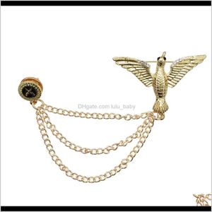 Or argent alliage oiseau manteau épingles collier chaîne femmes hommes costume robe accessoires fête bijoux Wcrnu Gofug