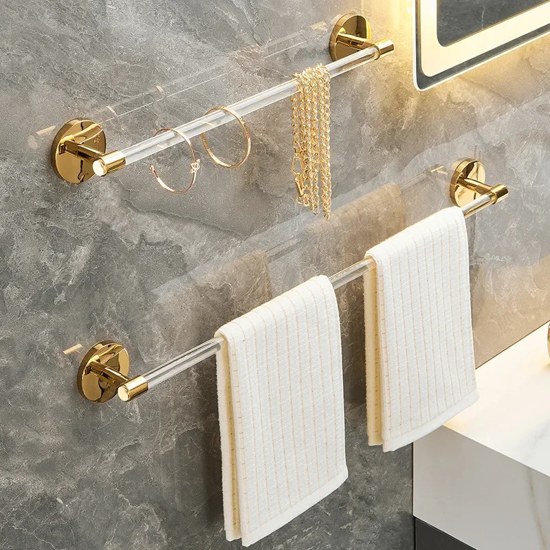 Gold Silver Bath Towel Bar Roll Tissue Paper Holder Rack For Bathroom Storage Shelf Hanger Toilet Toiletries Kitchen Accessories 240228