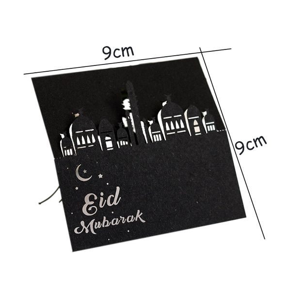 Gold Silver Black Eid Mubarak Cartes postales Ramadan Party Cartes papier Happy Eid Muslim Party Ramadan Kareem Table Decorations