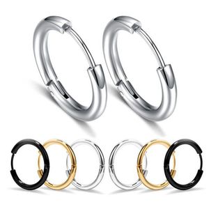 Goud Zilver Zwart Hypoallergeen Titanium Staal Mannen Dames Hoop Oorbellen Huggie Hoop Cartilage Piercing 3 kleuren