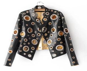 Gold Silver Black Pu Leather Female Coat Jacket Fashion Tide Stage kostuum voor zanger Danser Prom Jacket Bar Party Stage Out6419587