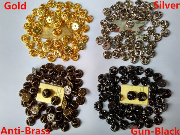 wholesale Oro Plata Latón Mariposa Pasador Broche trasero Embrague Anti-Latón Pistola-Negro Solapa Sombrero Insignia para policía militar Club Uniformes de hotel