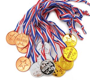 Médailles de récompense en bronze d'or et argent avec ruban Médailles de gagnant en plastique pour enfants Événements pour enfants Salles de classe Jeux scolaires et sports