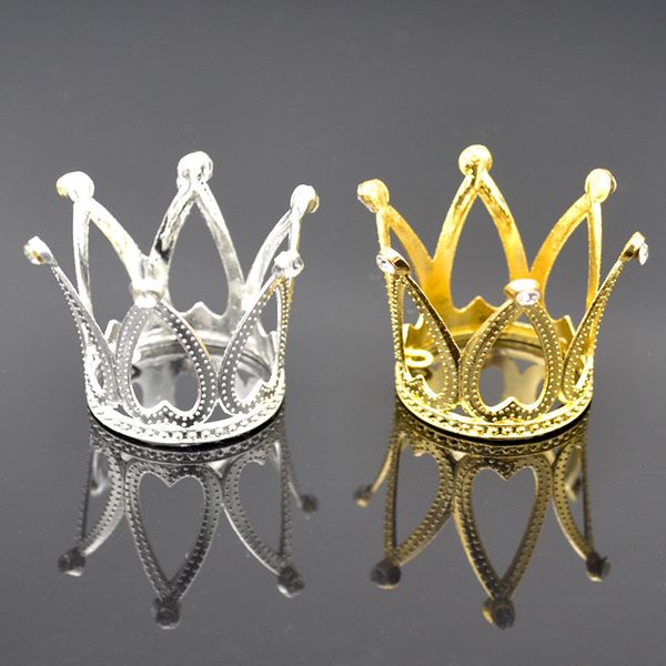 Or argent bougeoirs enfant couronne gâteau Topper Vintage diadème Toppers bébé douche anniversaire décoration petit pour garçons filles