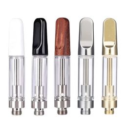 Goud Zilver Keramische Vape Cartridges TH205 0,5 ml 1,0 ml Glazen Tank Verstuivers Gouden Houten Druppeltips 510 Draad Dikke Olie Keramiek Spoelkarren Verpakt in Schuim