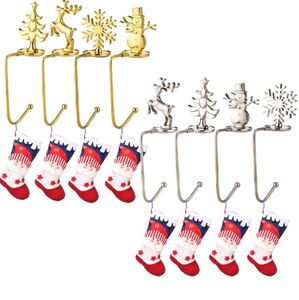 Gold Silver Christmas Decoration Hook Snowflake Santa Elk Christmas Gift open haard sok metalen hanger geschenken