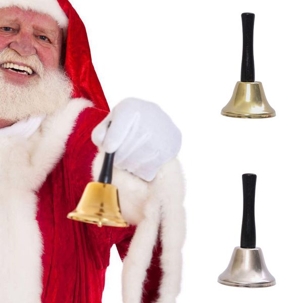 Gold Silver Christmas Hand Bell Xmas Tool Tool Dress Up As Santa Claus Christmas Bell Bell Robers Nouvel An Décoration en gros