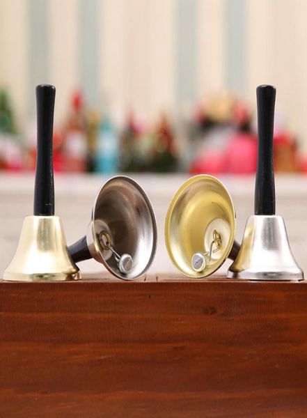 Gold Silver Christmas Hand Bell Otillage de fête de Noël Dress Up en Santa Claus Christmas Bell Rattle Nouvel An décorations de Noël W0046216242