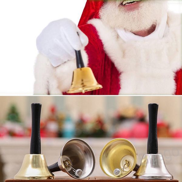 Gold Silver Christmas Hand Bell Noël Santa Claus Habill Up Bells Tool de décoration de Noël BH7432 TQQ