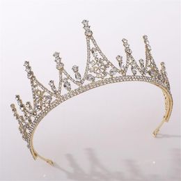 Goud Zilver Kleur Barokke Stijl Shining Crystal Tiara en Kronen de Noiva Koninklijke Prinses diadema Bruids Bruiloft Haar Accessoires1215L