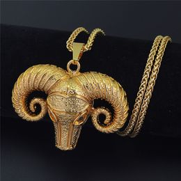Or argent couleur chèvre mouton tête pendentif collier Hip Hop Style tête d'animal collier pour femmes hommes fête bijoux cadeau