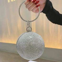 Goud Zilver Kleur Ronde Bal Koppelingen Voor Vrouwen Mode Luxe Shining Diamond Strass Avondtasje Etentje Portemonnee Handtas 240112