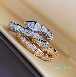 Gold Silber Farbe Schlange verstellbarer Ring Sterling Silber mit Bling Zirkon Stein für Frauen Eheringe Verlobung Modeschmuck