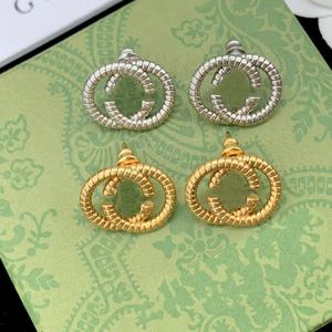 Or Argent Couleur Femmes Designer De Luxe Boucles D'oreilles À La Mode Lignes En Laiton Boucle D'oreille De Fiançailles En Gros