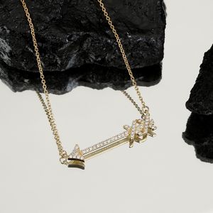 Gouden zilveren diamant pijl Liefde hanger ketting 18k goud vergulde keten sieraden vrouwen kettingen ketting link luxe hart topkwaliteit bruiloft feest dames cadeau meisjes