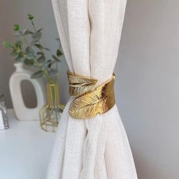 Gold Silver Feather Curtain Tieback Backle Punch Free Metal Spring Curtain Clip Clip Habitback Hook Hook Salon Room Bedroom Decor