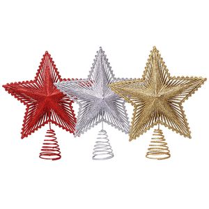 Oro plata brillo árbol de Navidad estrellas superiores para árboles de Navidad ornamento exquisito arte del hierro estrella Festival decoración Navidad