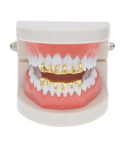 Gold Silver Grillzs Single dent Grillz Cap supérieur Bottom Grill Bling Custom dents Rock Rock Drop Forme Punk Hip Hop Jewelry6530284