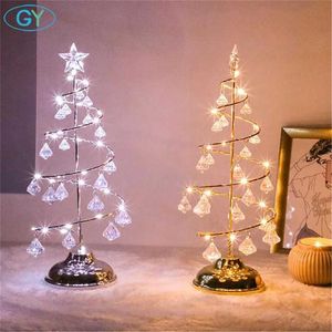 Gold Silver LED Christmas String Light, lampe de table de décoration de Noël de chambre à coucher, lumière de nuit de décoration de bureau blanc chaud blanc froid 211104