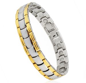 Or argent hommes santé lien chaîne Bracelets Bracelets magnétique avantage puissance acier inoxydable Bracelet à breloques bijoux pour homme