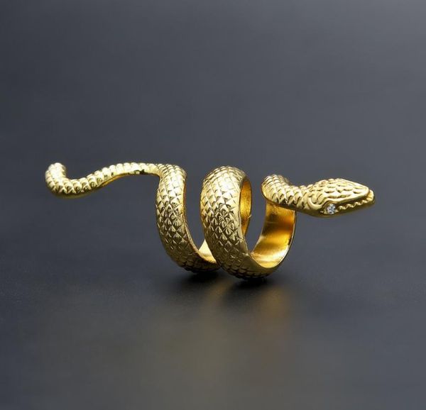 Gold Silver Mens Hiphop Style Snake Ring Fashion Punk Animal Shape Anneaux Mentise Hip Hop Jewelry2477911