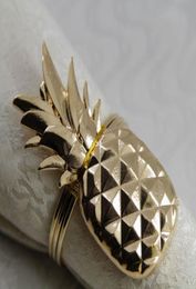 Anneau de serviette en métal doré et argenté, porte-serviette en forme d'ananas pour décoration de serviette de mariage, 8118884