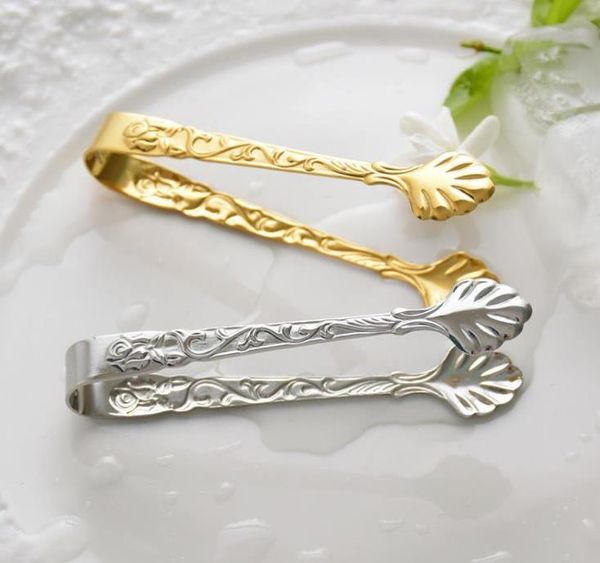Gold Silver Mini Sugar Tong Ice Clip Acero inoxidable 304 Herramienta de cocina SN6289