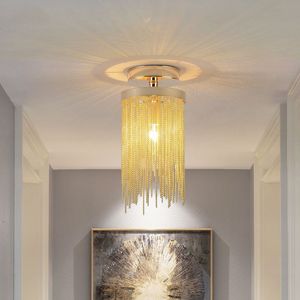 Or/argent moderne lampes suspendues chambre salle à manger décoration gland chaîne cuisine pendentif LED lampe couloir éclairage intérieur