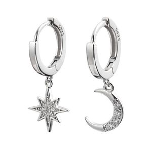 Or argent lune et étoile bijoux boucles d'oreilles breloques irrégulières pour les femmes nouvelle mode coréenne boucle d'oreille