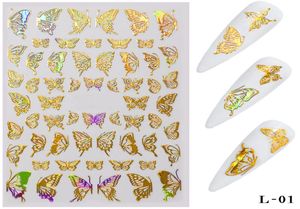 Gold Silver Nail Art Butterfly Stickers Spring Summer Butterfly Metal Sticker Decals Holographic Manucure Décorations 9706798